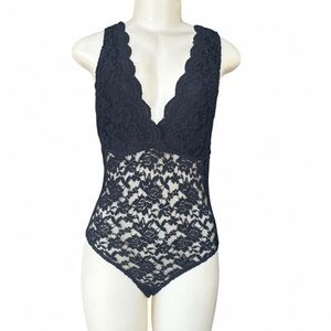 Ambiance Black Floral Lace Top